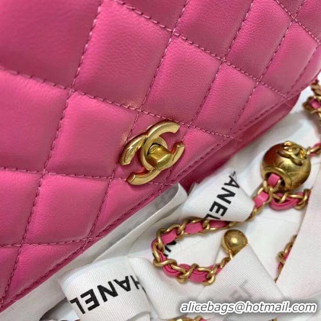 Grade Chanel WOC Original Leather Golden Ball Flap cross-body bag B33818 Pink