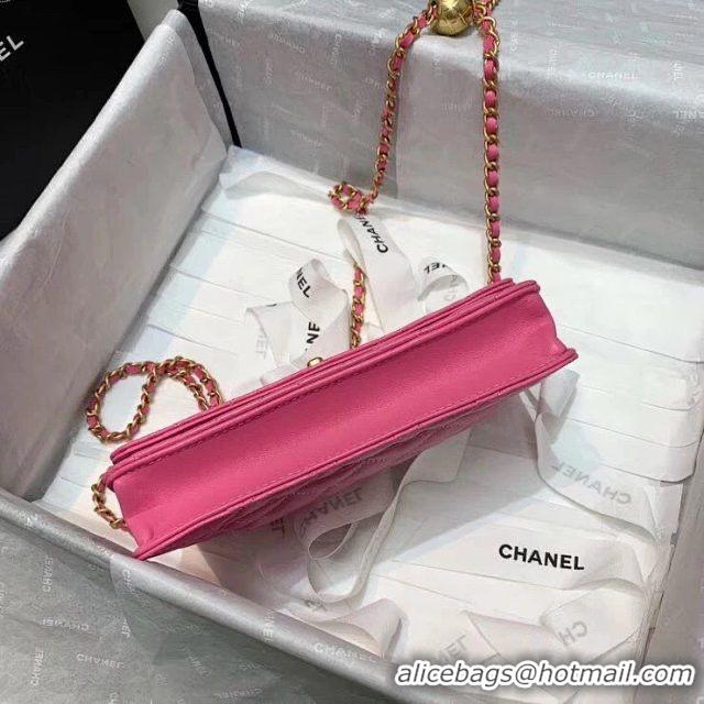 Grade Chanel WOC Original Leather Golden Ball Flap cross-body bag B33818 Pink