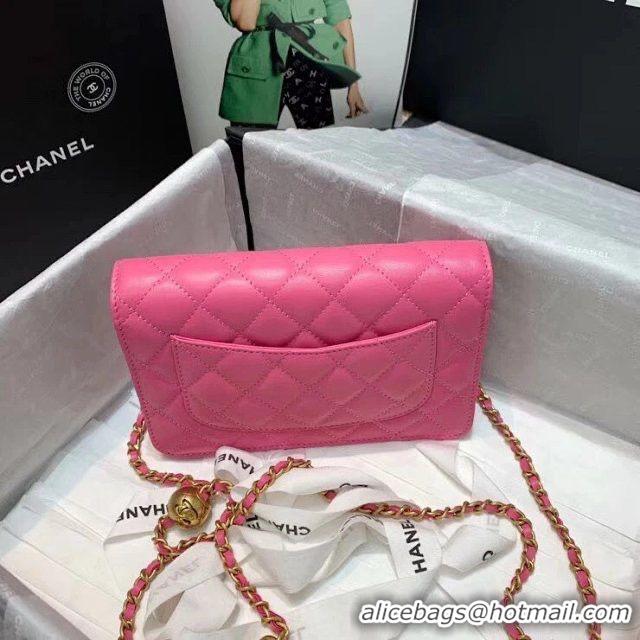 Grade Chanel WOC Original Leather Golden Ball Flap cross-body bag B33818 Pink