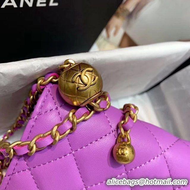 Best Chanel WOC Original Leather Golden Ball Flap cross-body bag B33818 Purple