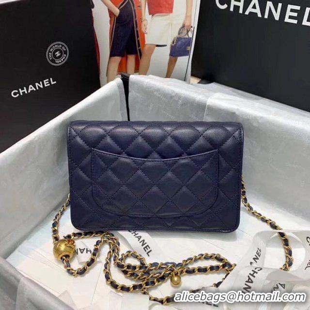 Fashion Chanel WOC Original Leather Golden Ball Flap cross-body bag B33818 Navy