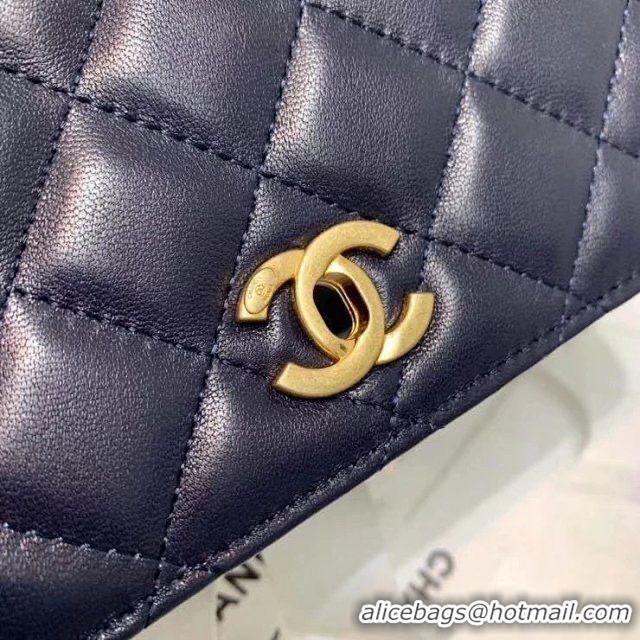 Fashion Chanel WOC Original Leather Golden Ball Flap cross-body bag B33818 Navy