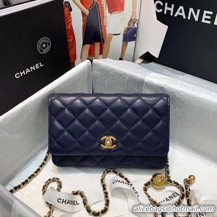 Fashion Chanel WOC Original Leather Golden Ball Flap cross-body bag B33818 Navy