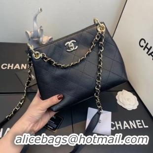 AAAAA Cheapest Chanel Small Calfskin hobo bag AS1461 black