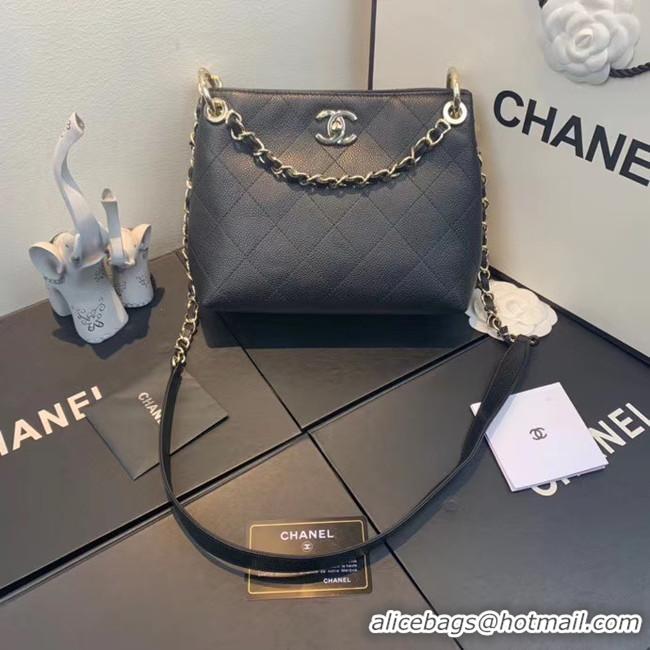 AAAAA Cheapest Chanel Small Calfskin hobo bag AS1461 black