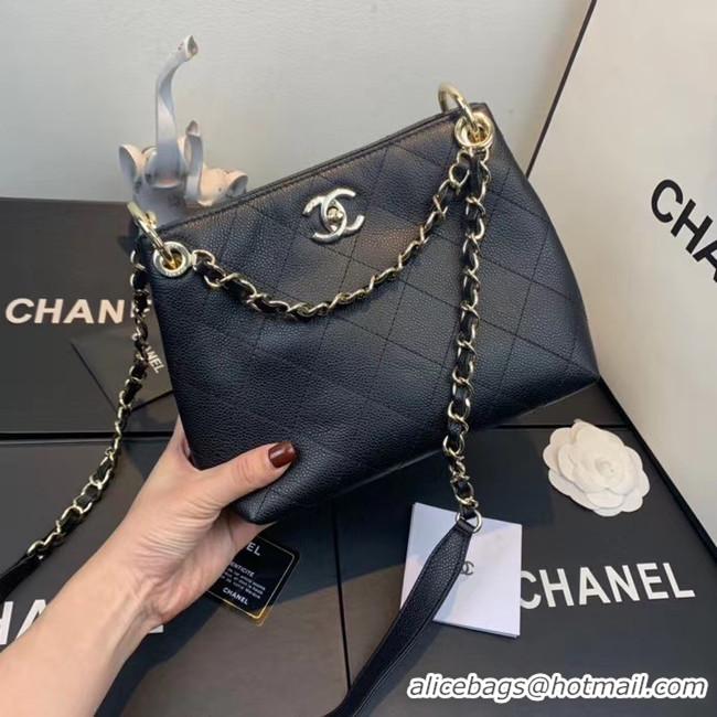 AAAAA Cheapest Chanel Small Calfskin hobo bag AS1461 black