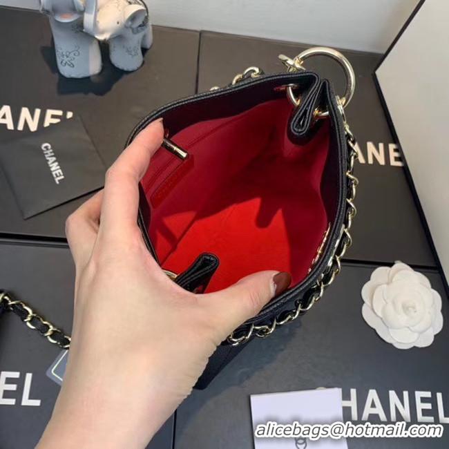 AAAAA Cheapest Chanel Small Calfskin hobo bag AS1461 black