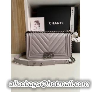 Discount Chanel Boy Flap Shoulder Bags Original Sheepskin Leather A67086 Gray