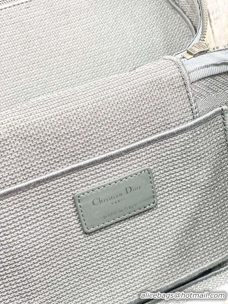 DIOR Travel Vanity Case Gray Stone Embroidered Cannnage Canvas M950