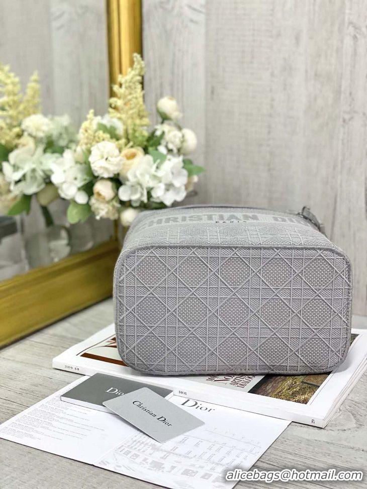 DIOR Travel Vanity Case Gray Stone Embroidered Cannnage Canvas M950