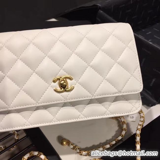 Buy Discount Chanel Original Small classic Sheepskin flap bag AS33814 white