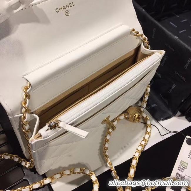 Buy Discount Chanel Original Small classic Sheepskin flap bag AS33814 white