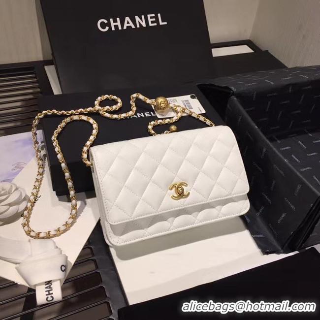 Buy Discount Chanel Original Small classic Sheepskin flap bag AS33814 white