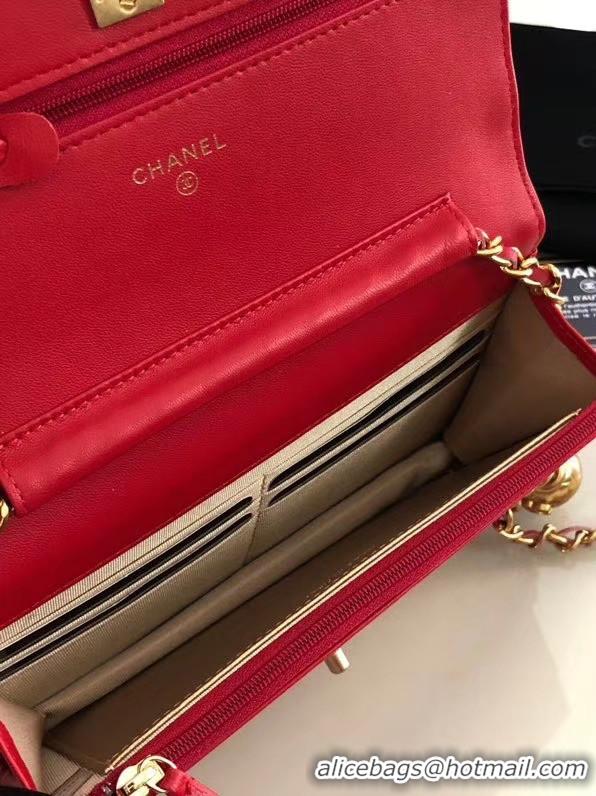 New Design Chanel Original Small classic Sheepskin flap bag AS33814 red