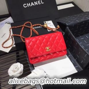 Buy Cheap Chanel Original Small classic Sheepskin flap bag AS33814 red