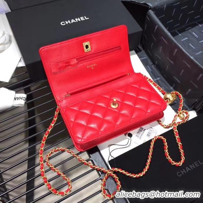 Buy Cheap Chanel Original Small classic Sheepskin flap bag AS33814 red