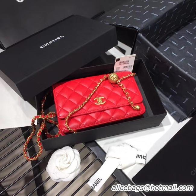 Buy Cheap Chanel Original Small classic Sheepskin flap bag AS33814 red