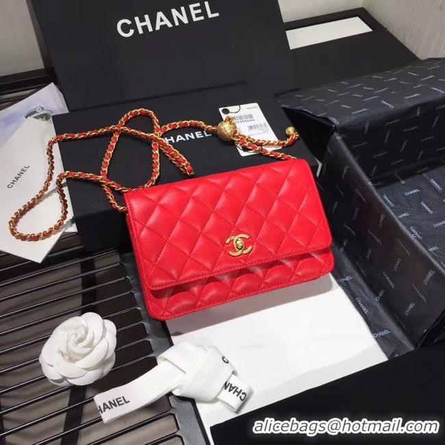 Buy Cheap Chanel Original Small classic Sheepskin flap bag AS33814 red