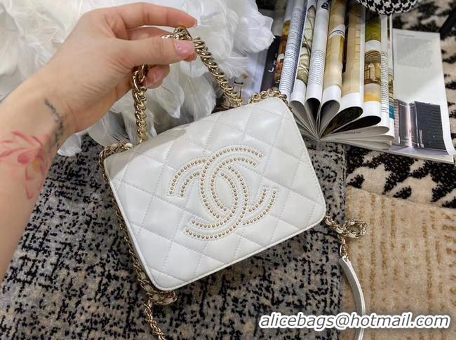 Top Quality Classic Chanel Lambskin flap bag AS1514 white