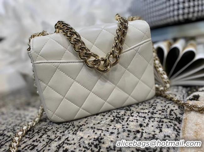 Top Quality Classic Chanel Lambskin flap bag AS1514 white