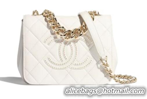 Top Quality Classic Chanel Lambskin flap bag AS1514 white