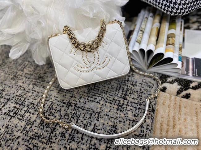 Top Quality Classic Chanel Lambskin flap bag AS1514 white