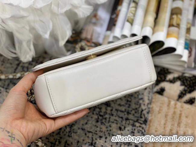 Top Quality Classic Chanel Lambskin flap bag AS1514 white