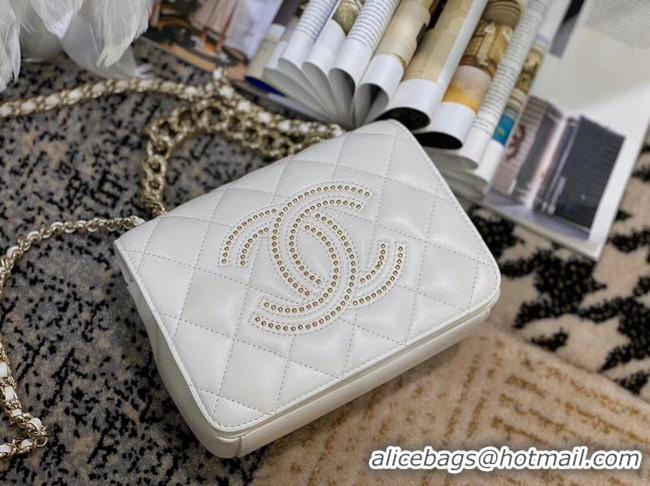 Top Quality Classic Chanel Lambskin flap bag AS1514 white