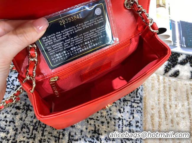 Best Quality Imitation Chanel Lambskin flap bag AS1514 red