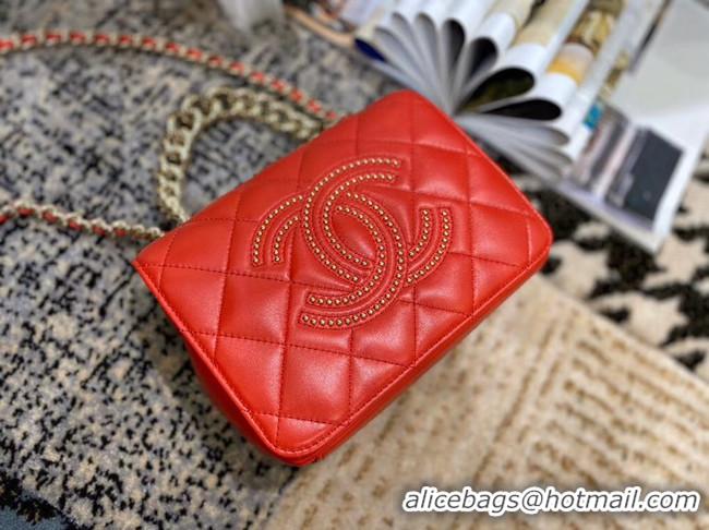 Best Quality Imitation Chanel Lambskin flap bag AS1514 red