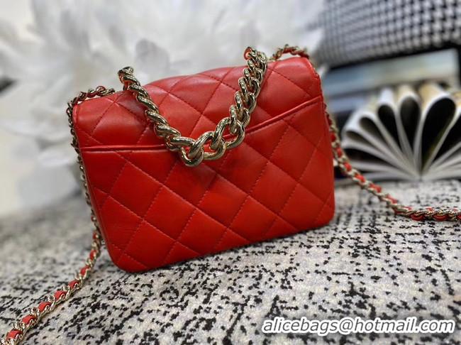 Best Quality Imitation Chanel Lambskin flap bag AS1514 red