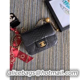 Top Quality Chanel Original Small Snake skin flap bag AS1115 black