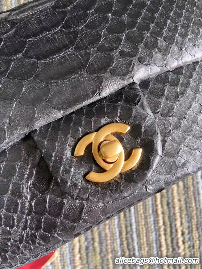 Top Quality Chanel Original Small Snake skin flap bag AS1115 black