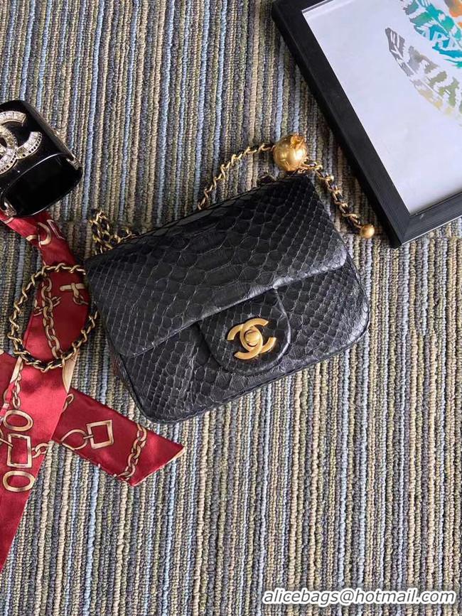 Top Quality Chanel Original Small Snake skin flap bag AS1115 black