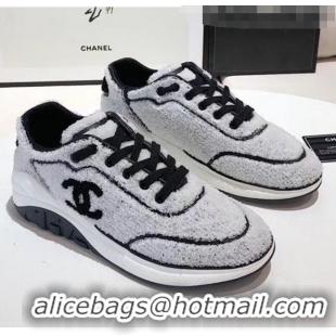 Affordable Price Chanel Terry-cloth & Goatskin Classic Sneaker G02049 Grey 2020