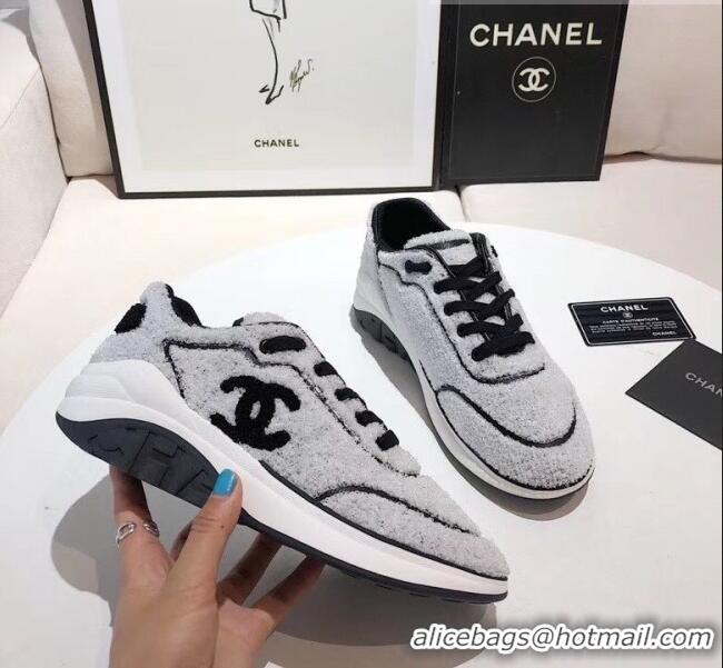 Affordable Price Chanel Terry-cloth & Goatskin Classic Sneaker G02049 Grey 2020