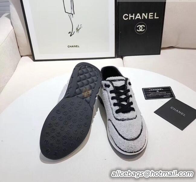 Affordable Price Chanel Terry-cloth & Goatskin Classic Sneaker G02049 Grey 2020