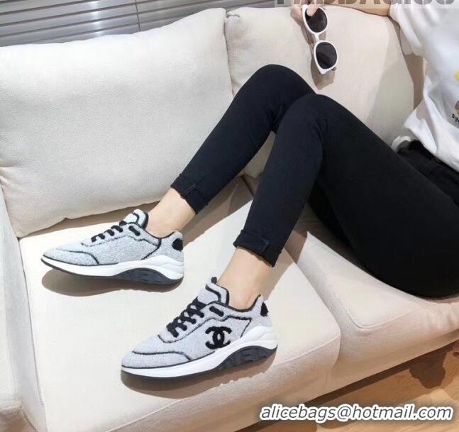 Affordable Price Chanel Terry-cloth & Goatskin Classic Sneaker G02049 Grey 2020