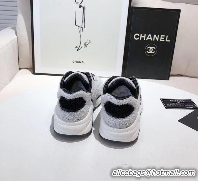 Affordable Price Chanel Terry-cloth & Goatskin Classic Sneaker G02049 Grey 2020