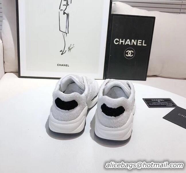 Promotional Chanel Terry-cloth & Goatskin Classic Sneaker G02049 White 2020