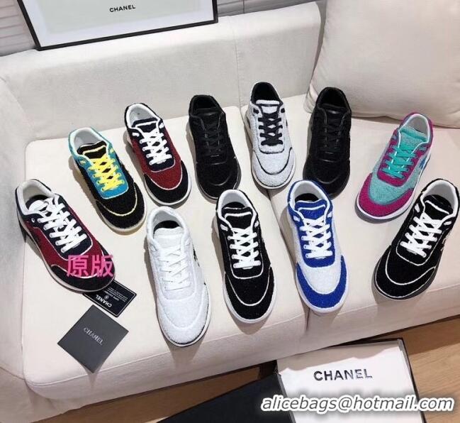 Promotional Chanel Terry-cloth & Goatskin Classic Sneaker G02049 White 2020