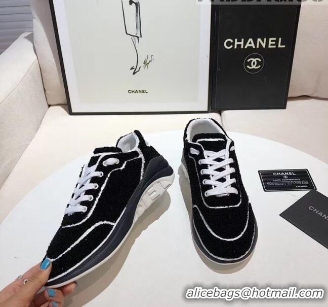 Grade Quality Chanel Terry-cloth & Goatskin Classic Sneaker G02049 Black/White 02 2020 