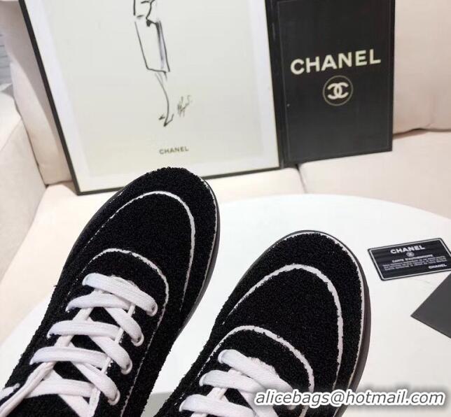 Grade Quality Chanel Terry-cloth & Goatskin Classic Sneaker G02049 Black/White 02 2020 