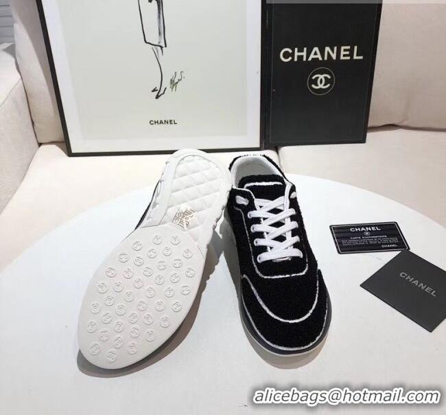 Grade Quality Chanel Terry-cloth & Goatskin Classic Sneaker G02049 Black/White 02 2020 