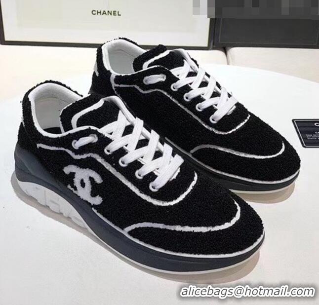 Grade Quality Chanel Terry-cloth & Goatskin Classic Sneaker G02049 Black/White 02 2020 