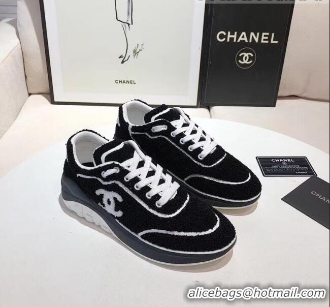 Grade Quality Chanel Terry-cloth & Goatskin Classic Sneaker G02049 Black/White 02 2020 