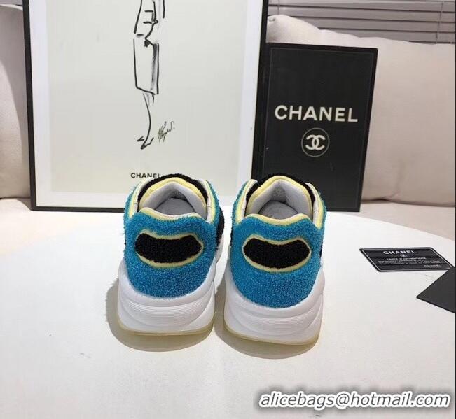 Discount Chanel Terry-cloth & Goatskin Classic Sneaker G02049 Black/Yellow 2020