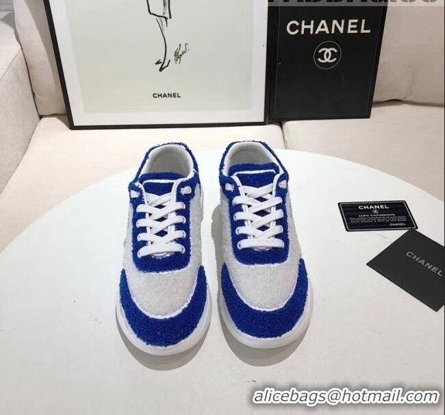 Trendy Design Chanel Terry-cloth & Goatskin Classic Sneaker G02049 White/Blue 2020