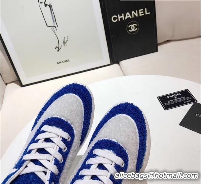 Trendy Design Chanel Terry-cloth & Goatskin Classic Sneaker G02049 White/Blue 2020