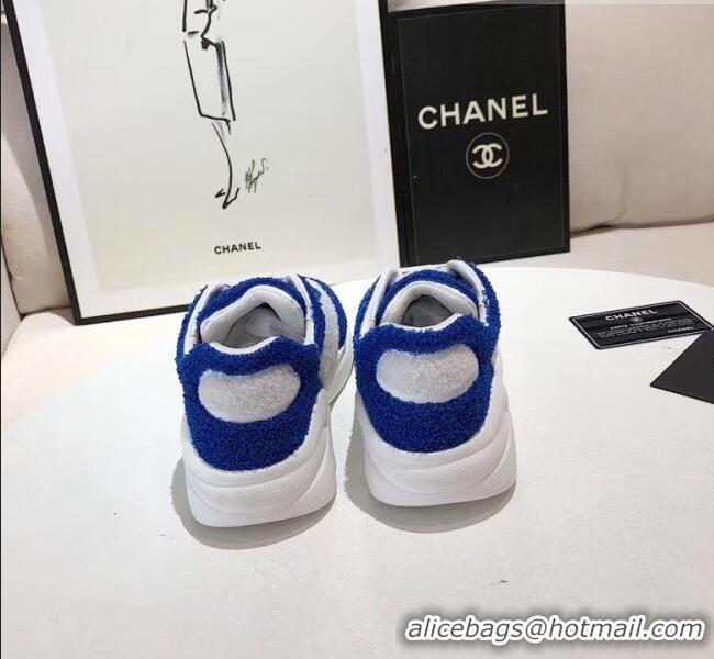 Trendy Design Chanel Terry-cloth & Goatskin Classic Sneaker G02049 White/Blue 2020